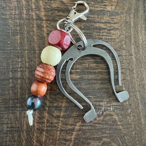 Industrial Horseshoe & Beaded Keychain - NWOT